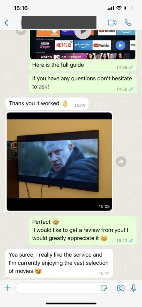 WhatsApp customer support feedback screenshot 1